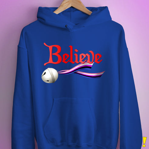 Believe Genderfluid Pride Jingle Bell Hoodie - Royal Blue